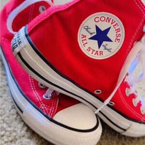 Converse Red and White High Tops
